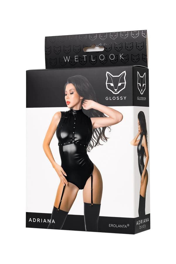 Wetlook bodysuit Adriana - sort XL