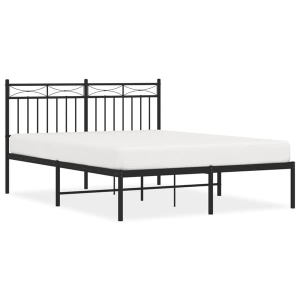 vidaXL metalsengestel med hovedgærde sort 140x190 cm