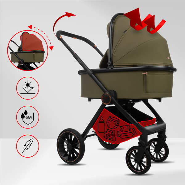 BabyLux CASTOR 2-i-1 klapvogn, gondol, let, foldbart sæt