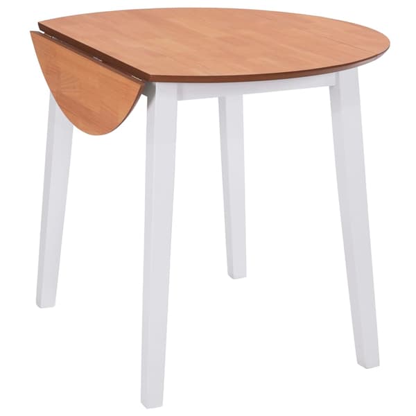 vidaXL Runt matbord med fällbar skiva, MDF, vit