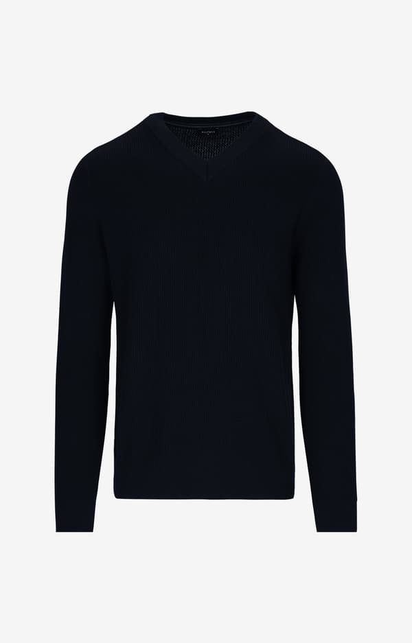 Mikromønstret sweater med v-hals M