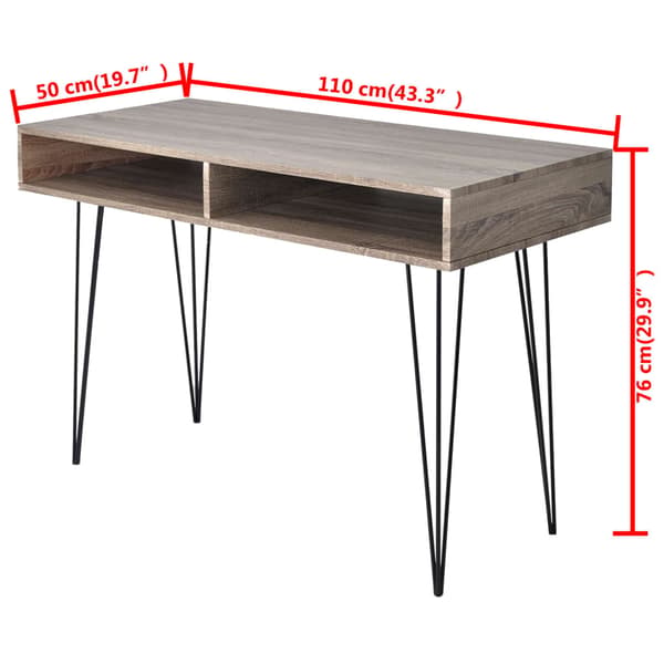 vidaXL skrivebord med 2 hylder, grå