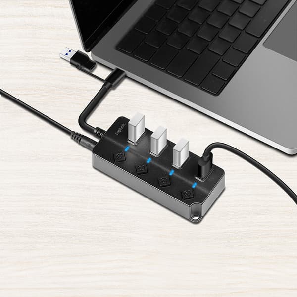 USB 3.2 Gen1 Hub 4xUSB-switchar - LogiLink - Snabb överföring, kompakt