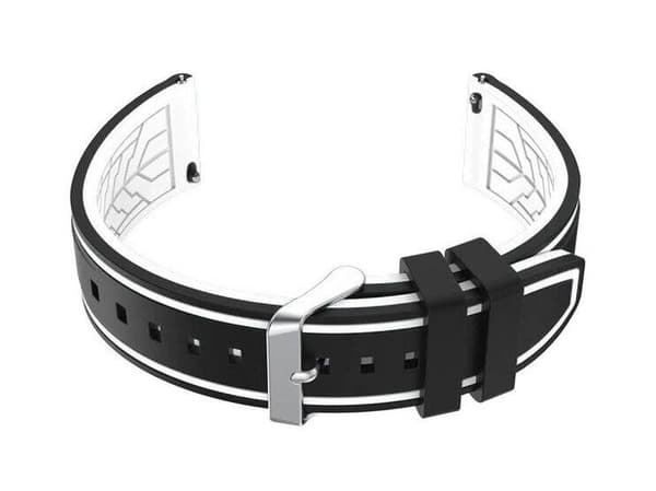 Gummirem til ur U14 - sort/hvid - 22mm