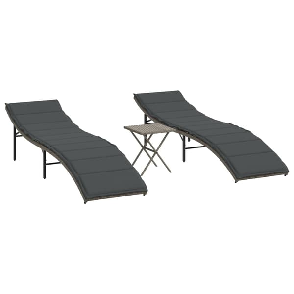 vidaXL Solstolar med bord, set om 2, grå, polyrotting