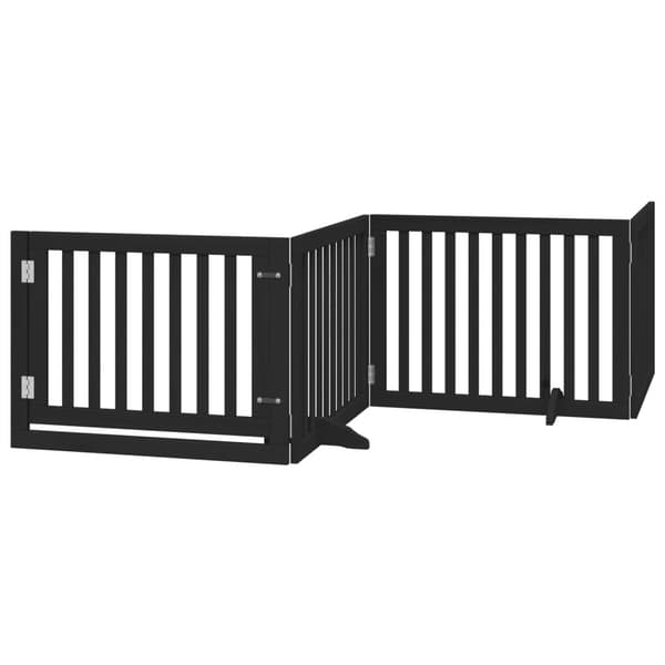 vidaXL foldbar hundegitter med dør 4 paneler sort 320 cm