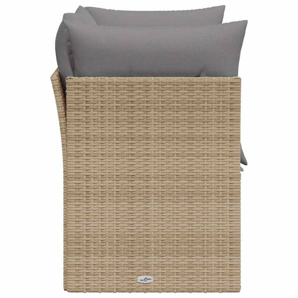 vidaXL Trädgårdssoffa med kuddar, 2-sits, beige, polyrotting