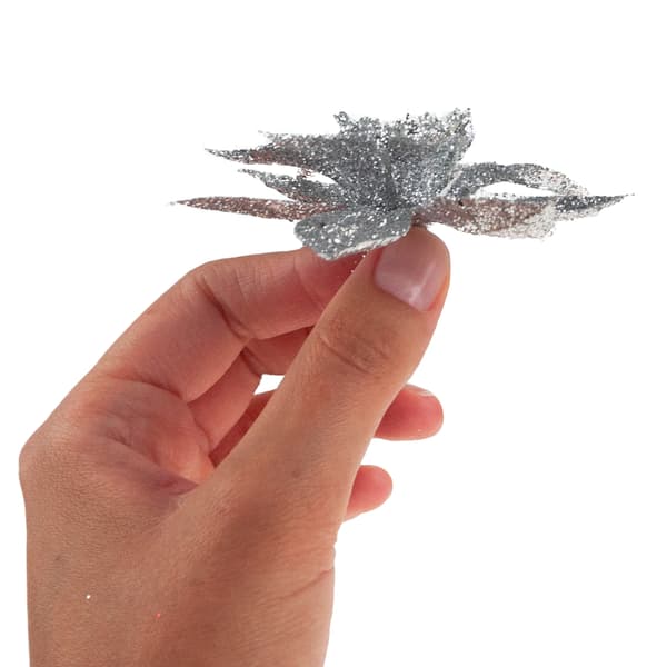 TG69142-2 JULKRANS MED SILVERGLITTERBLOMMOR
