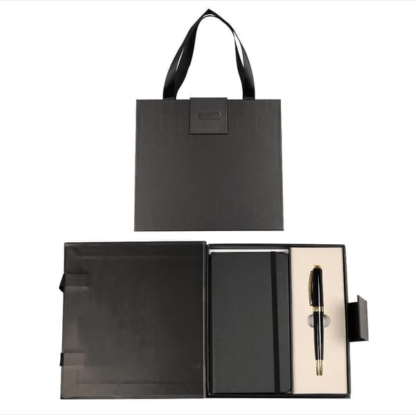 Symphony premium sort og guld pen + notesbog