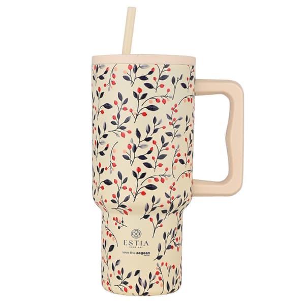 Termomugg med sugrör 900 ml Bloom Beige