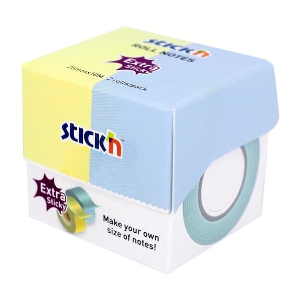 Sticky notepad 2x25mmx10m gul-blå pastel