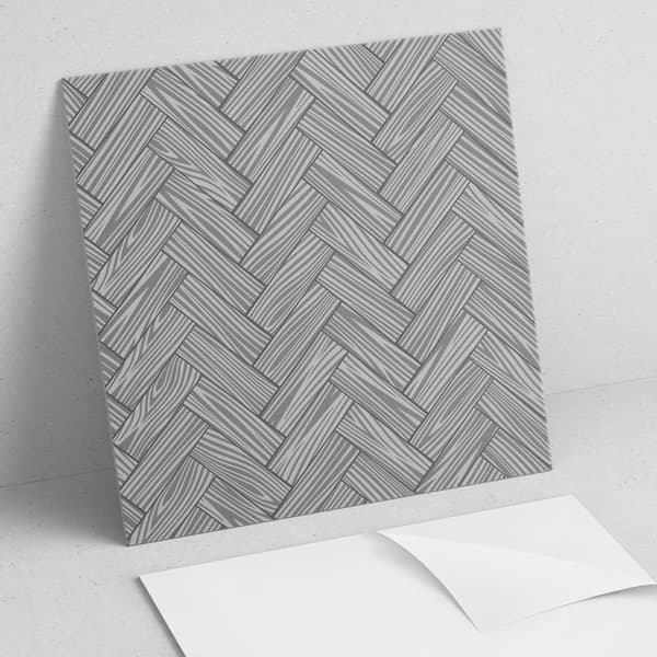 Sæt med selvklæbende vinylfliser, træfletmønster, 9x30x30 cm