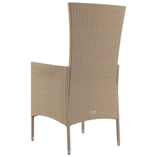 vidaXL Trädgårdsstolar med dynor, set om 4, polyrotting, beige