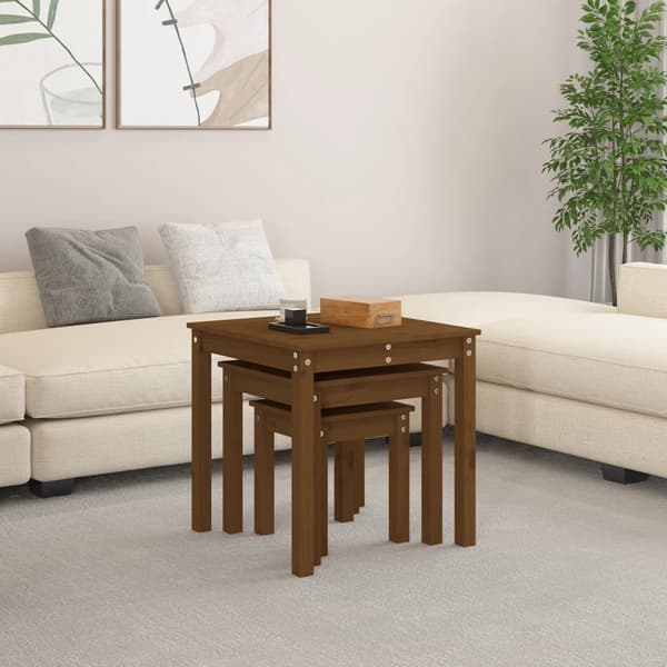 vidaXL 3-pack slitsbord brun furu