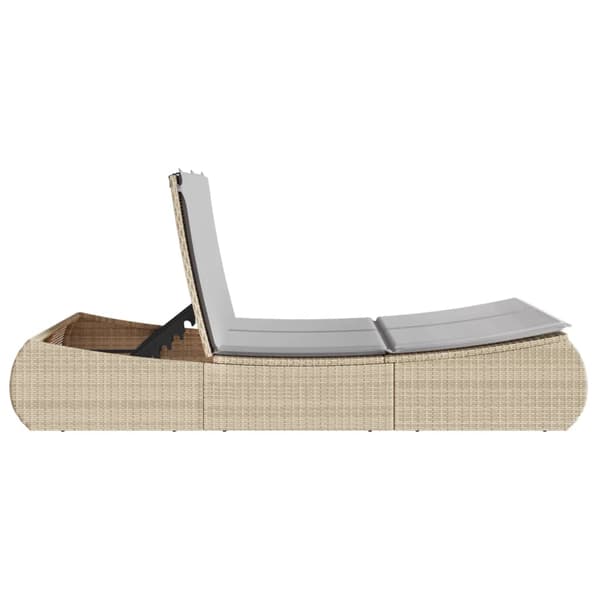 vidaXL dobbelt dagseng med hynder, beige, polyrattan
