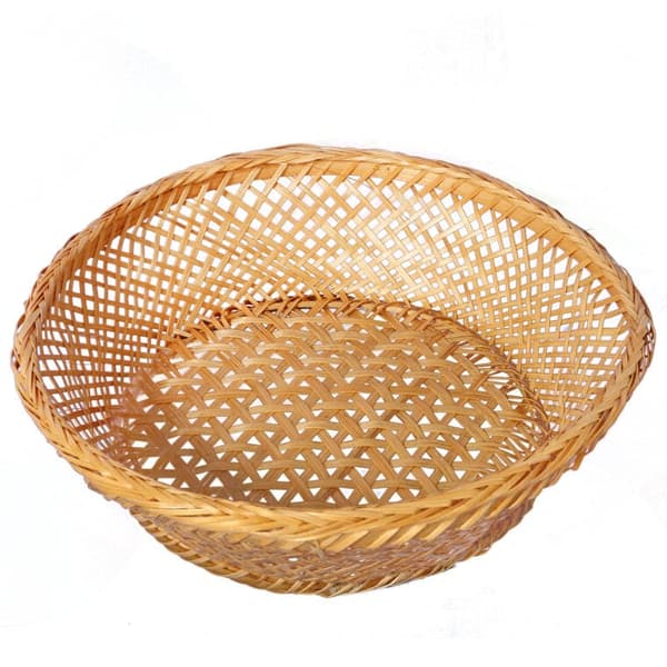 Bambus brødkurv, rund 22 cm, beige