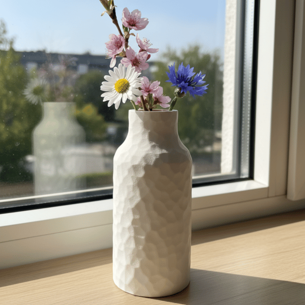 Suddig vit vas för snygga blommor