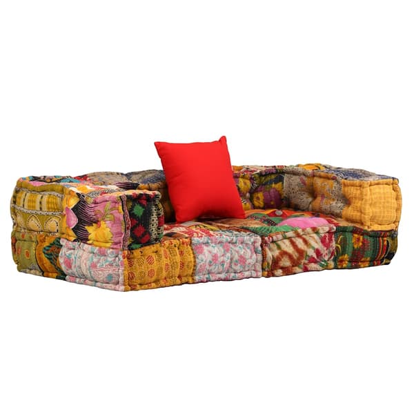 vidaXL Modulær 2-personers puf, patchwork, stof