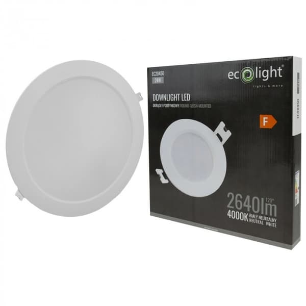 LED loftslampe, indbygget montering, rund, spotlight, 24W, 4000K, neutral
