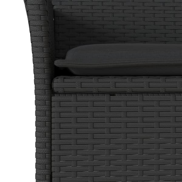 vidaXL havemøbelsæt med 3 dele og hynder, sort, polyrattan