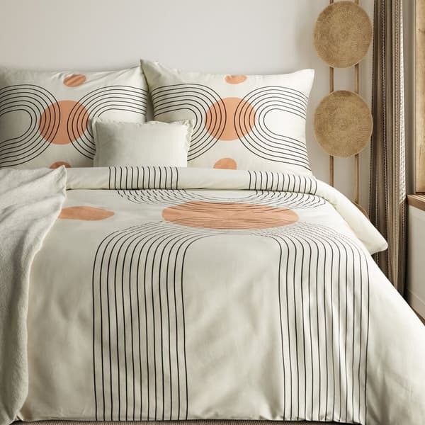 Sengesæt SPRING/87 geo beige orange 160x200 cm satin