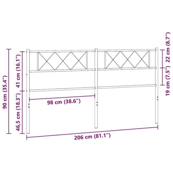 vidaXL metalsengegavl, sort, 200 cm