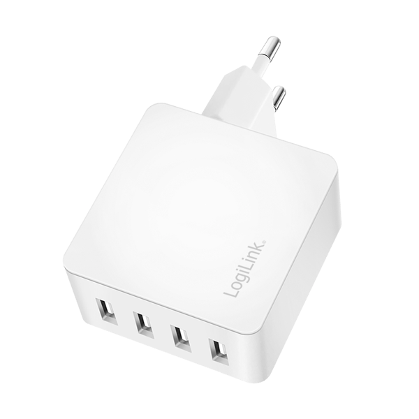 LogiLink 4xUSB-A 24W USB-laddare Laddningskub 230V Vit