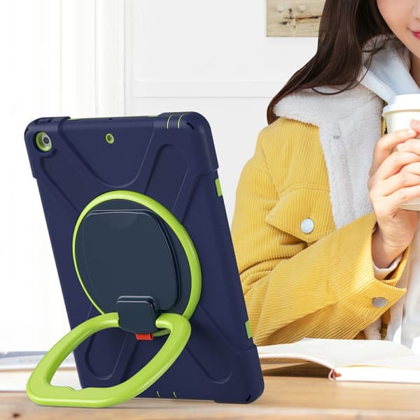Fodral för iPad 10.2" 2021/2020/2019 (9:e/8:e/7:e generationen), Stöd 360, Marinblå/Grön