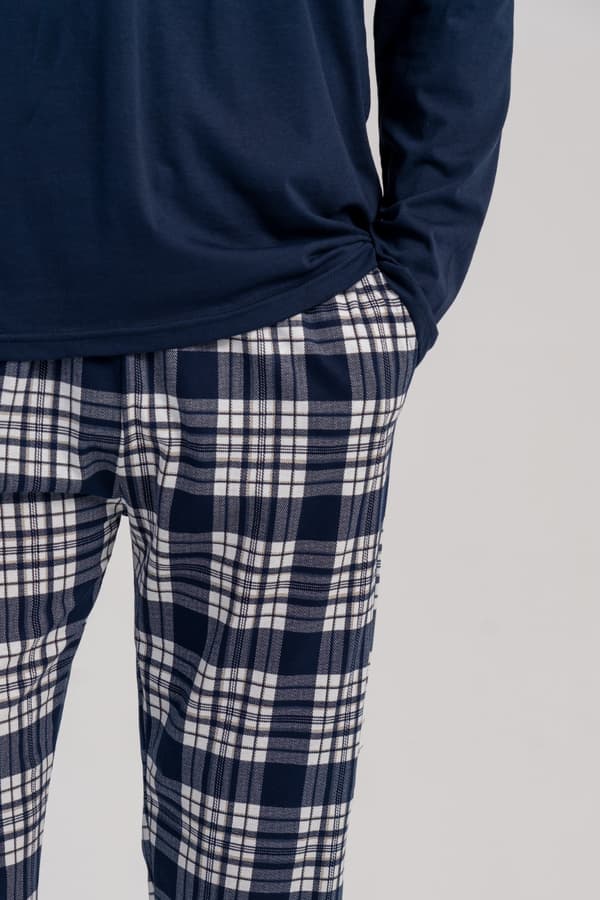 Herrpyjamas i bomull Vienetta 2XL långärmade långbyxor Lösa