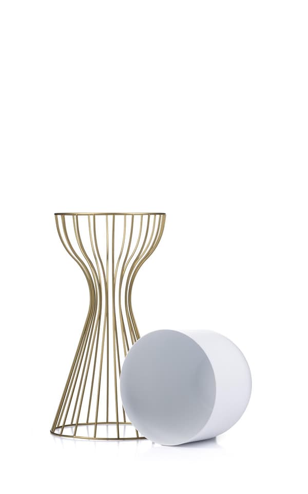 Stående blomsterställ 46 cm guldvit LOFT