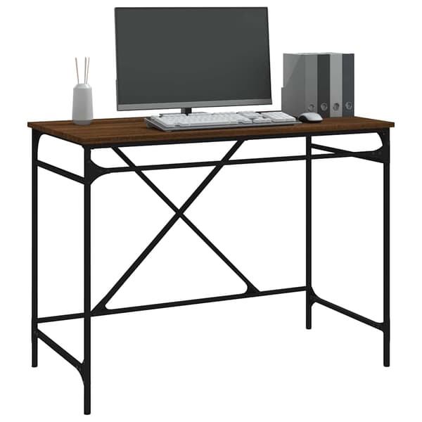 vidaXL skrivebord, brunt egetræ, 100x50x75 cm,