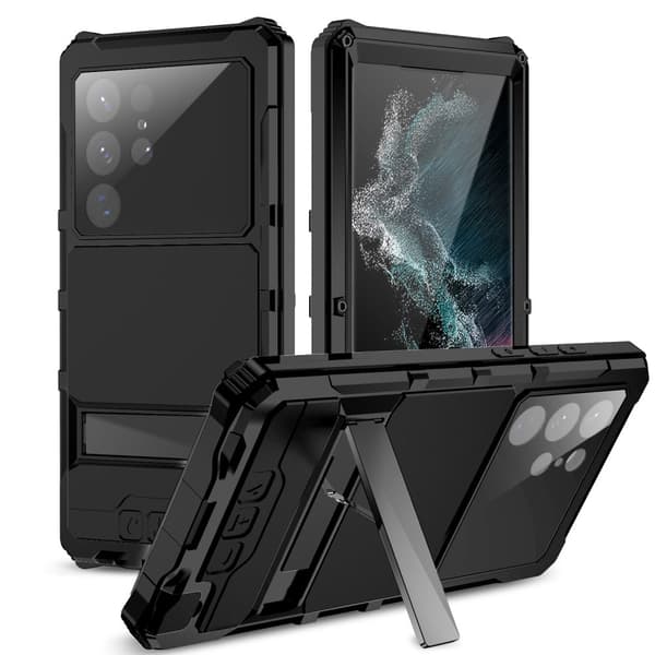 Etui til Samsung Galaxy S22 Ultra, R-JUST, pansret, sort