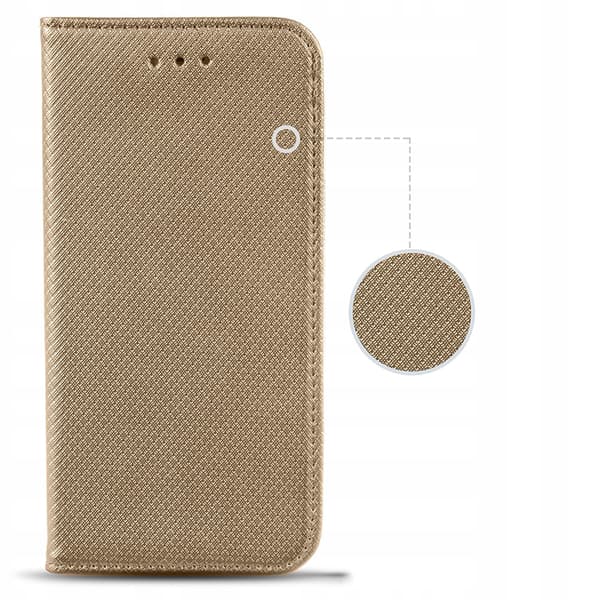 Etui til Xiaomi Redmi NOTE 14 5G SMART MAGNET BOOK CLOSED GULD + Glas