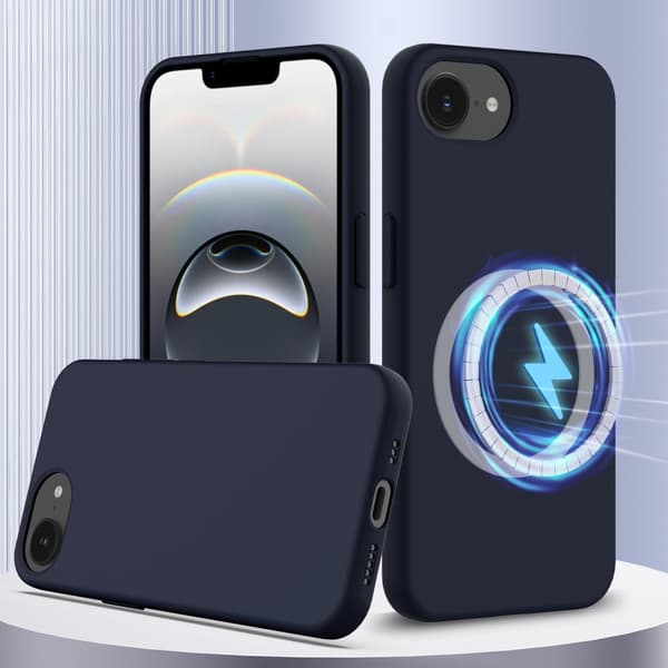 iPhone 17e / 16e cover, silikone MagSafe, mørkeblå
