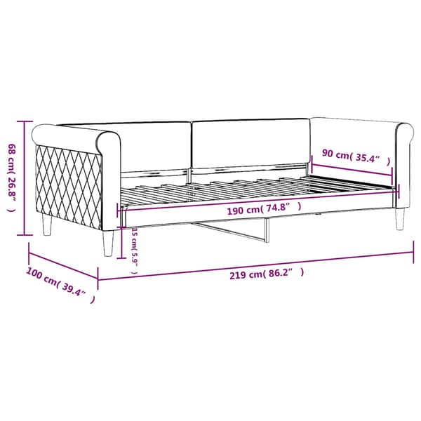 vidaXL Bäddsoffa mörkgrå 90x190 cm sammet
