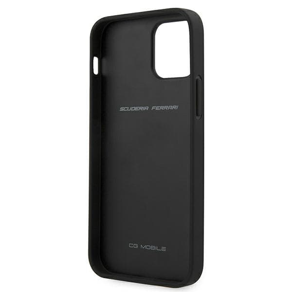 Ferrari Off Track Læder Nylon Stripe Cover til iPhone 12 Pro Max, Sort