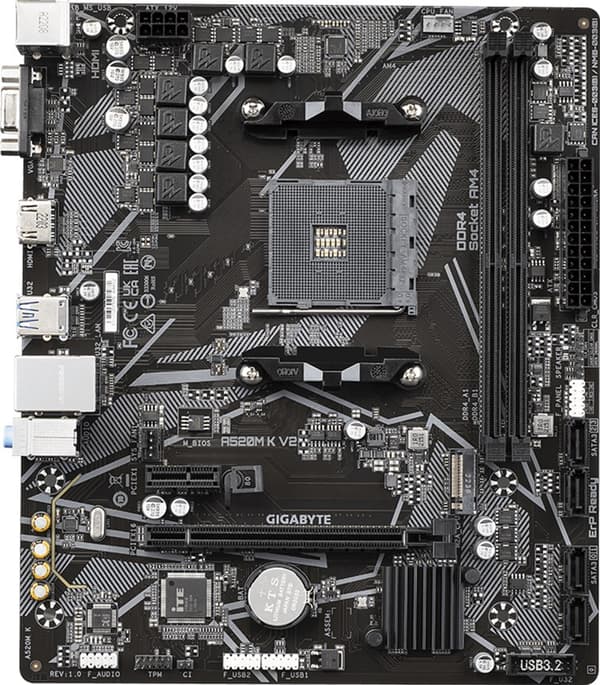 Gigabyte A520M K V2 moderkort (sAM4, AMD A520, PCI-Ex16)