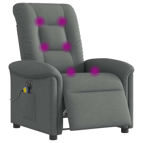 vidaXL elektrisk lænestol med massagefunktion, mørkegrå, stof