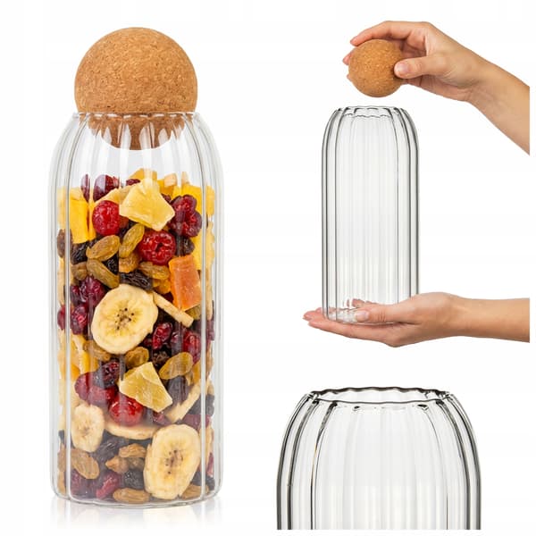 1,4 L glasbeholder med korkkugle