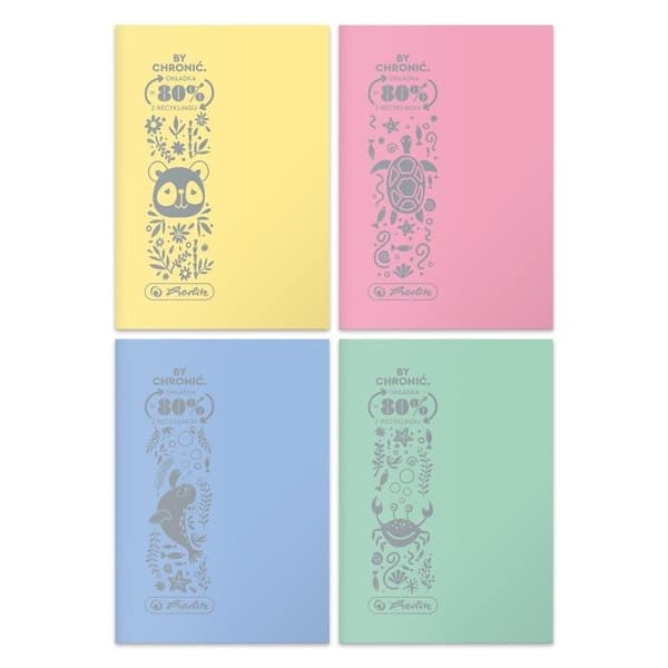 Notesbog A5/32K gitter Eco PP pastelfarver (10 stk.)