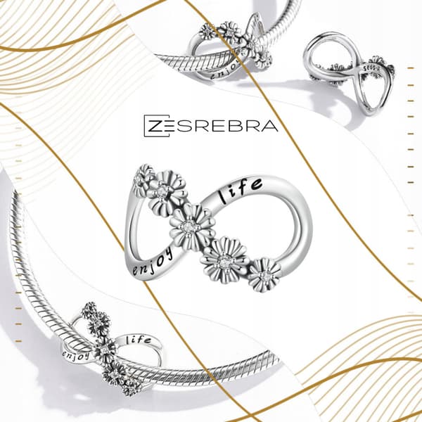 Infinity-tegn charms sølv 925 sølv blomster perle charms pr 925