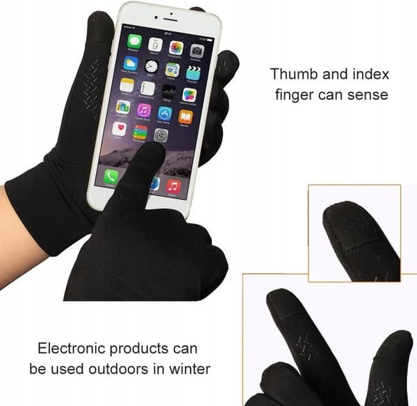 Vintercykelhandsker M unisex sorte skridsikre touchscreen