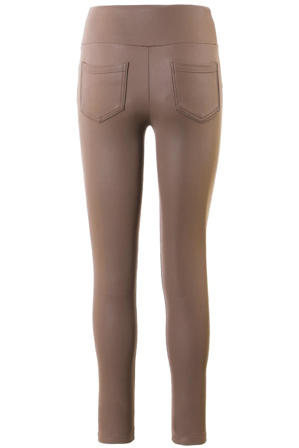 MORAJ damleggings konstläder högt midja beige S
