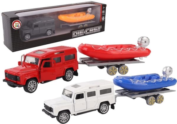 Auto ja ponttonivene trailerilla