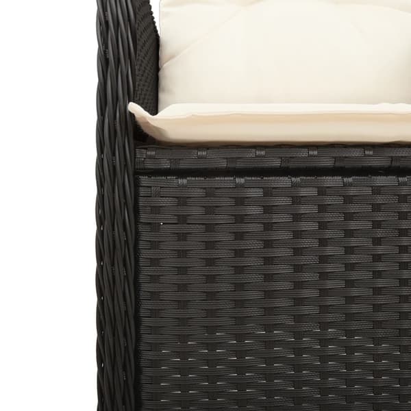 vidaXL havestol med hynder, sort polyrattan