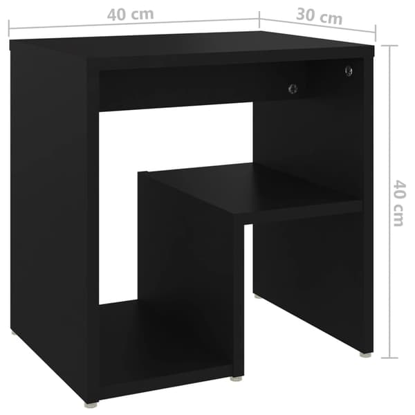 vidaXL sengebord, sort, 40x30x40 cm, træbaseret materiale