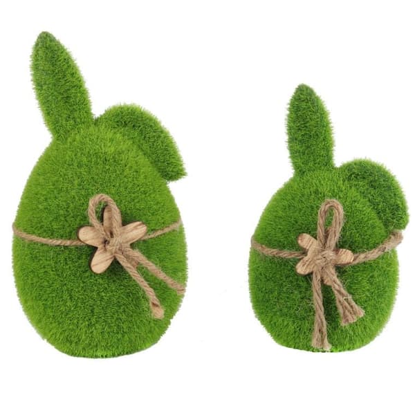 Parvemainen jänis puisella kukalla 18 cm vihreä