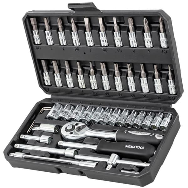 Værktøjssæt 1/4" bits topnøgler 46 dele kuffert