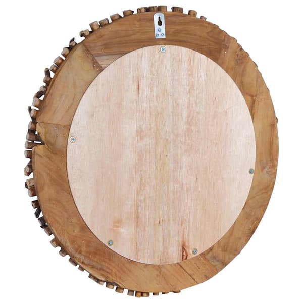 vidaXL Väggspegel, 60 cm, Teak, Rund