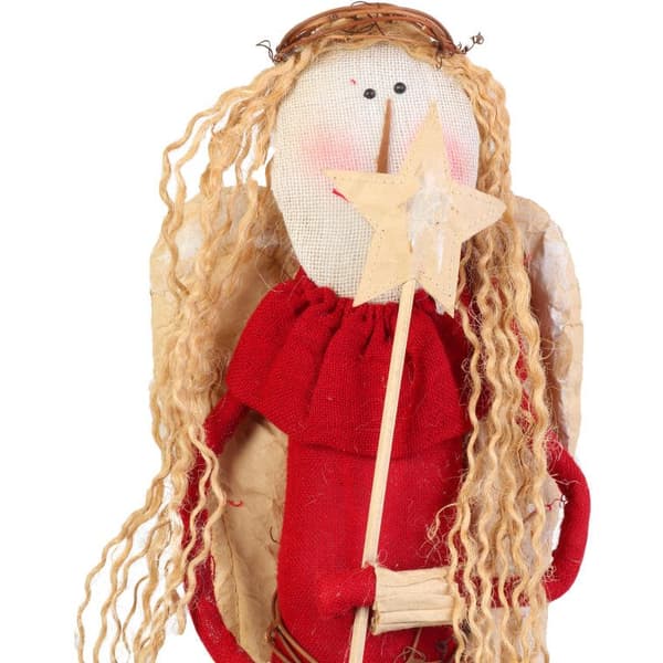 Julengel af naturmateriale, rød, 47 cm